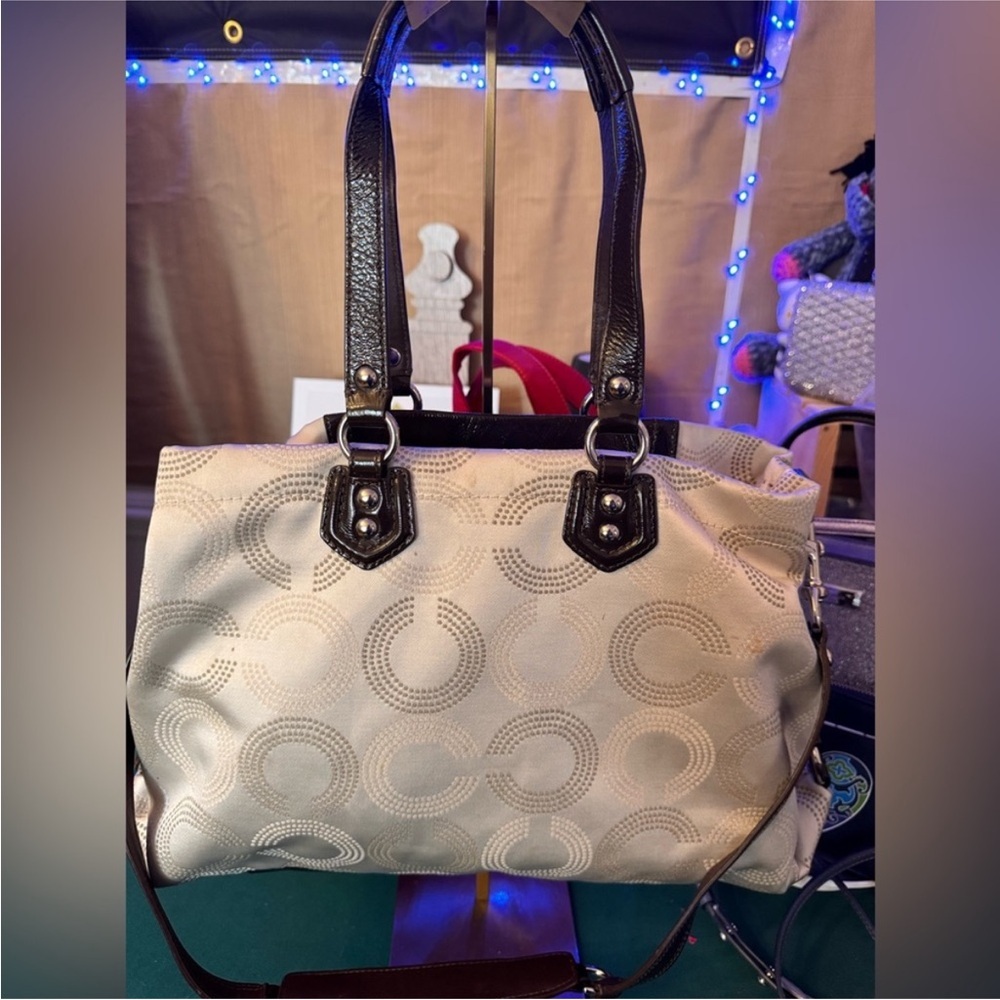 Coach Cream and Brown Shoulder Bag